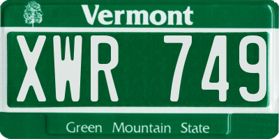 VT license plate XWR749