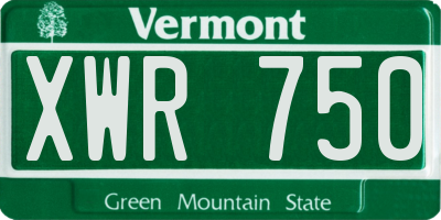 VT license plate XWR750