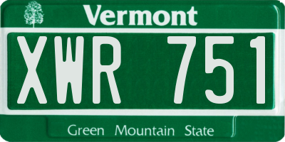 VT license plate XWR751