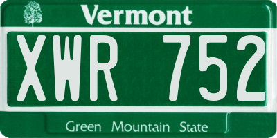 VT license plate XWR752