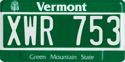 VT license plate XWR753