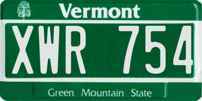 VT license plate XWR754