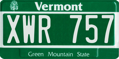 VT license plate XWR757