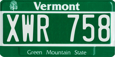 VT license plate XWR758