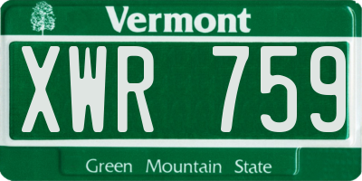 VT license plate XWR759
