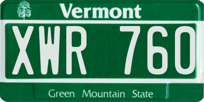 VT license plate XWR760