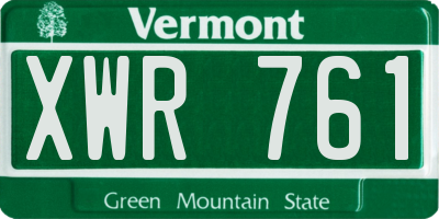 VT license plate XWR761
