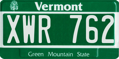 VT license plate XWR762