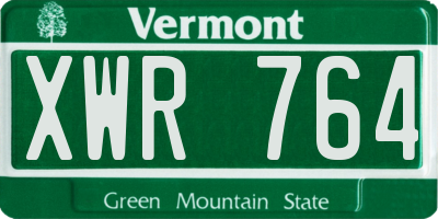 VT license plate XWR764