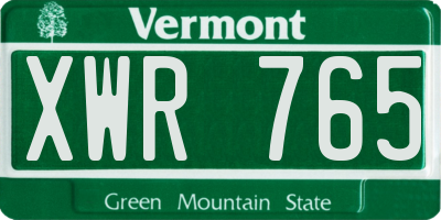 VT license plate XWR765