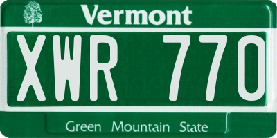 VT license plate XWR770