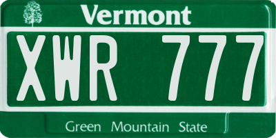VT license plate XWR777