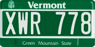VT license plate XWR778
