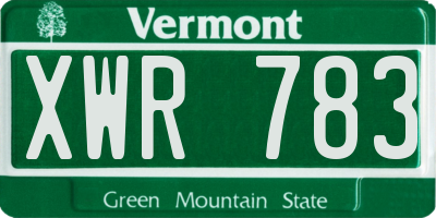 VT license plate XWR783
