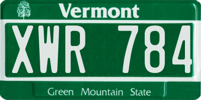 VT license plate XWR784