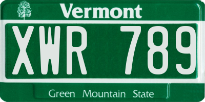 VT license plate XWR789