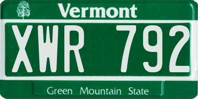 VT license plate XWR792