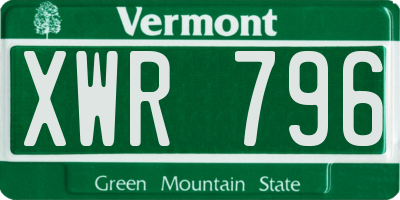 VT license plate XWR796