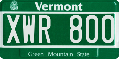 VT license plate XWR800