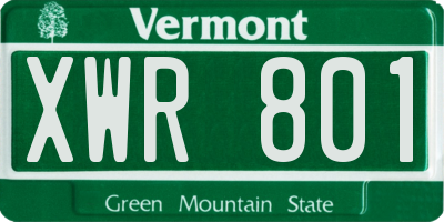 VT license plate XWR801