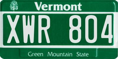 VT license plate XWR804