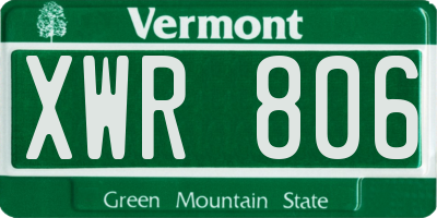 VT license plate XWR806