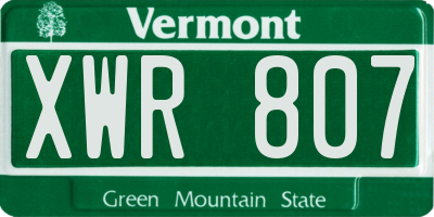 VT license plate XWR807