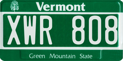 VT license plate XWR808