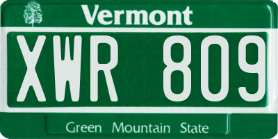 VT license plate XWR809