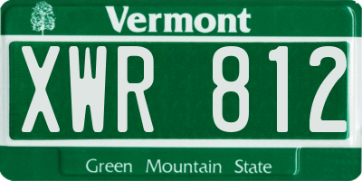 VT license plate XWR812