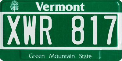 VT license plate XWR817