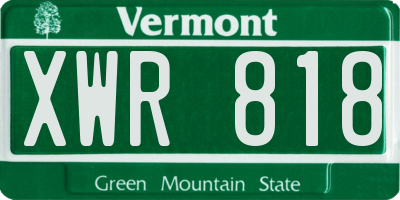 VT license plate XWR818
