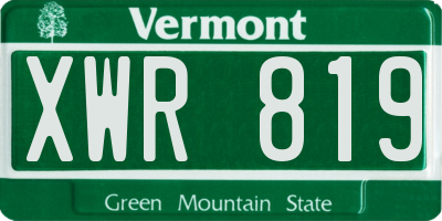 VT license plate XWR819