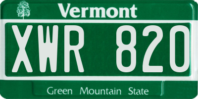 VT license plate XWR820