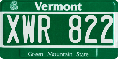 VT license plate XWR822