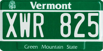 VT license plate XWR825