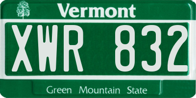 VT license plate XWR832
