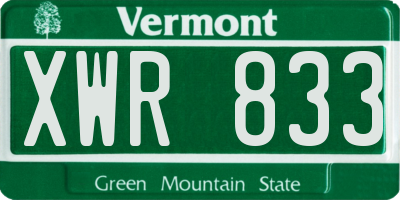 VT license plate XWR833
