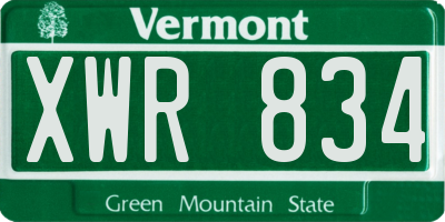VT license plate XWR834