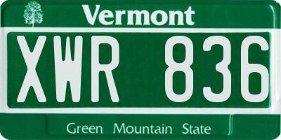 VT license plate XWR836