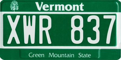 VT license plate XWR837