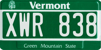 VT license plate XWR838