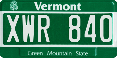 VT license plate XWR840