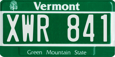 VT license plate XWR841