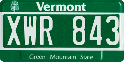 VT license plate XWR843