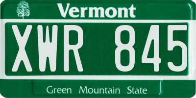 VT license plate XWR845