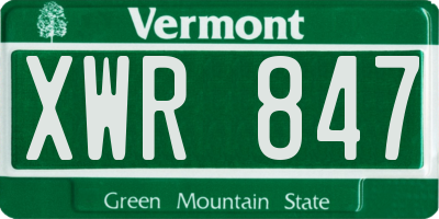 VT license plate XWR847