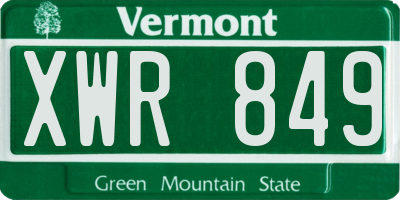 VT license plate XWR849