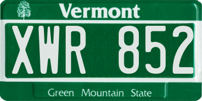 VT license plate XWR852