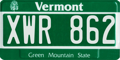 VT license plate XWR862